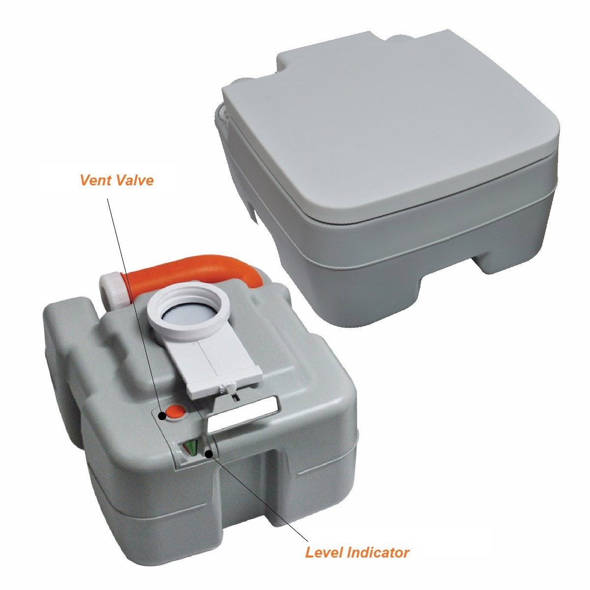SereneLife Portable Toilet – Compact RV Travel Potty Standard, Gray White