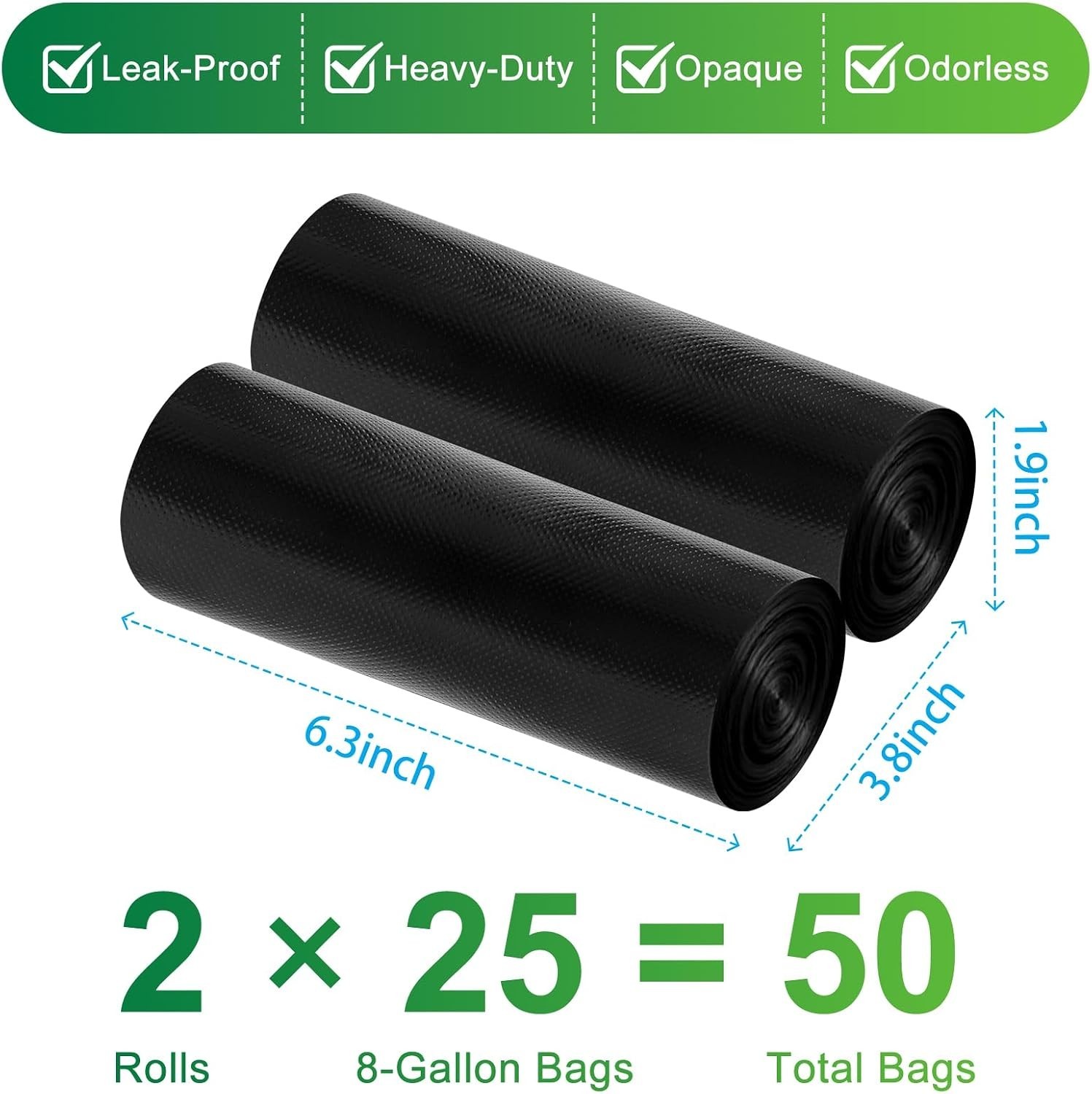 Eco-Friendly 8 Gallon Camping Toilet Bags – 50 Pack Heavy Duty, Versatile Use