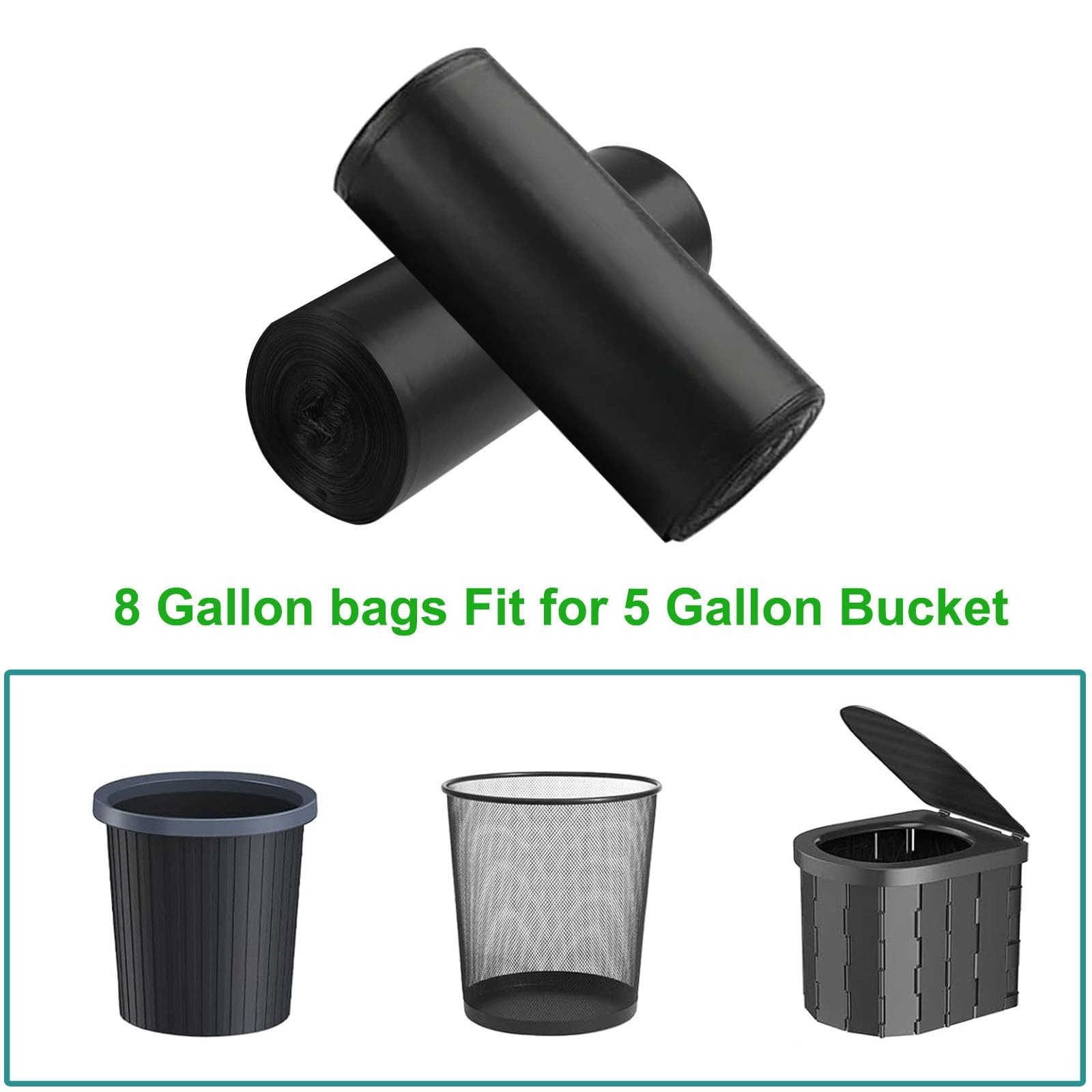 80 PCS Biodegradable Portable Toilet Bags – 8 Gallon Waste Bags for Camping, Tra