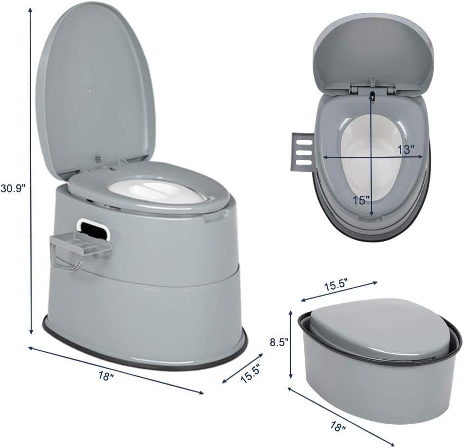 Portable Toilet | Indoor Outdoor Commode W/Detachable Inner Bucket & Removable P