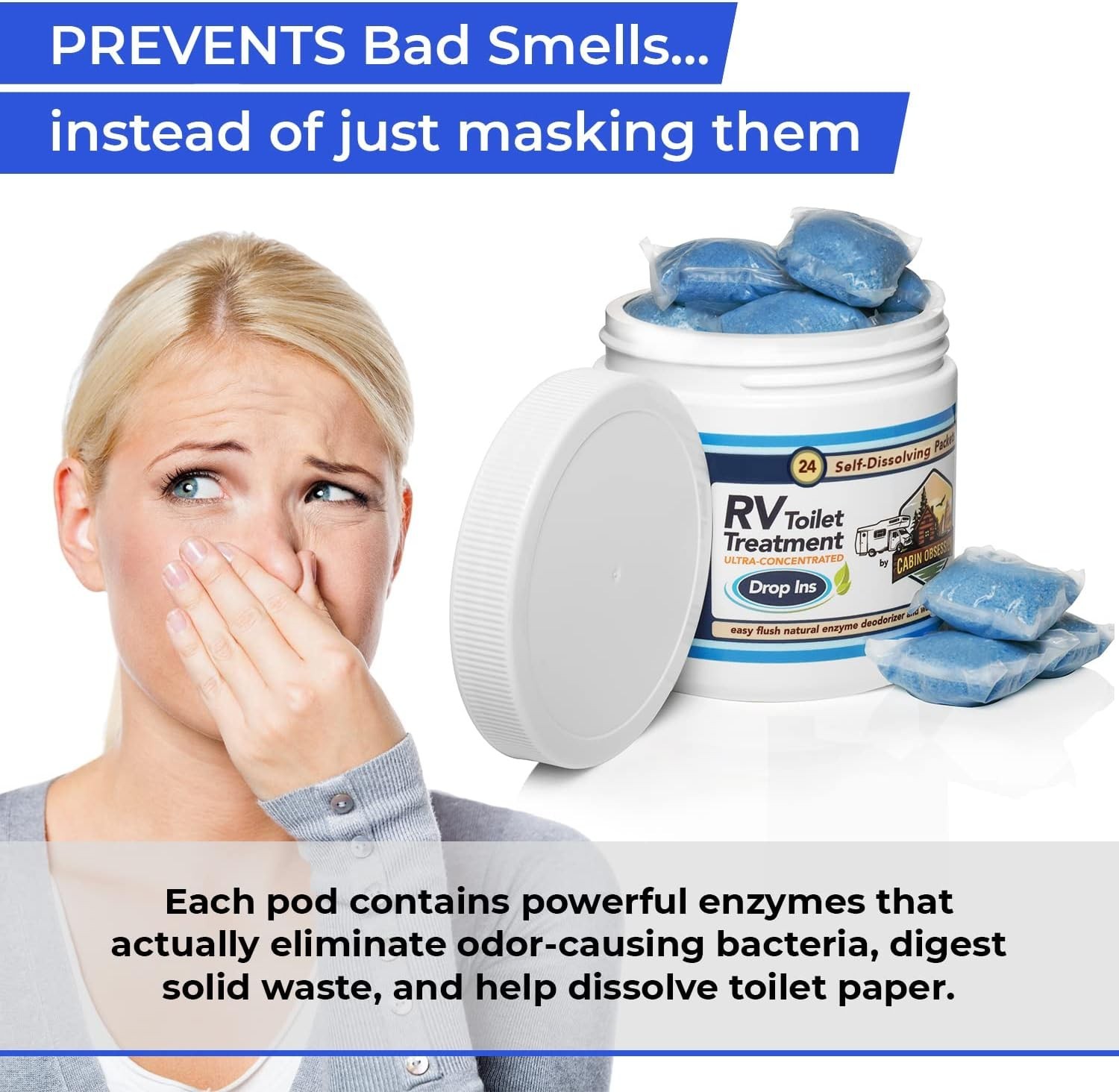 RV Toilet Drop-Ins – 24 Easy Flush Packets for an Effortlessly Clean Experience