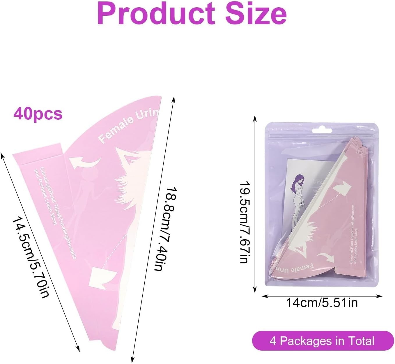 40pcs Pee Funnel for Women Disposable Female Urination Device, Womens Urinal …