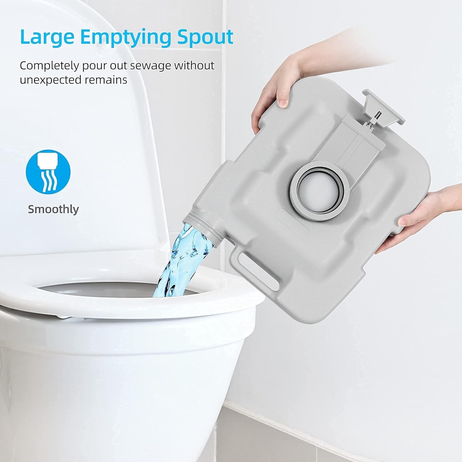 Compact 3.2 Gallon Portable Toilet with Double Outlets for Camping Trips