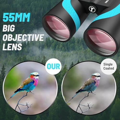 15×55 UHD Binoculars for Adults High Powered with Phone Adapter – Large Blue