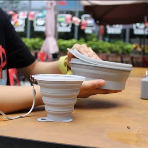 ME.FAM Silicone Collapsible Bowl with Lid – 800ML Folding Travel Grey-2 Pack