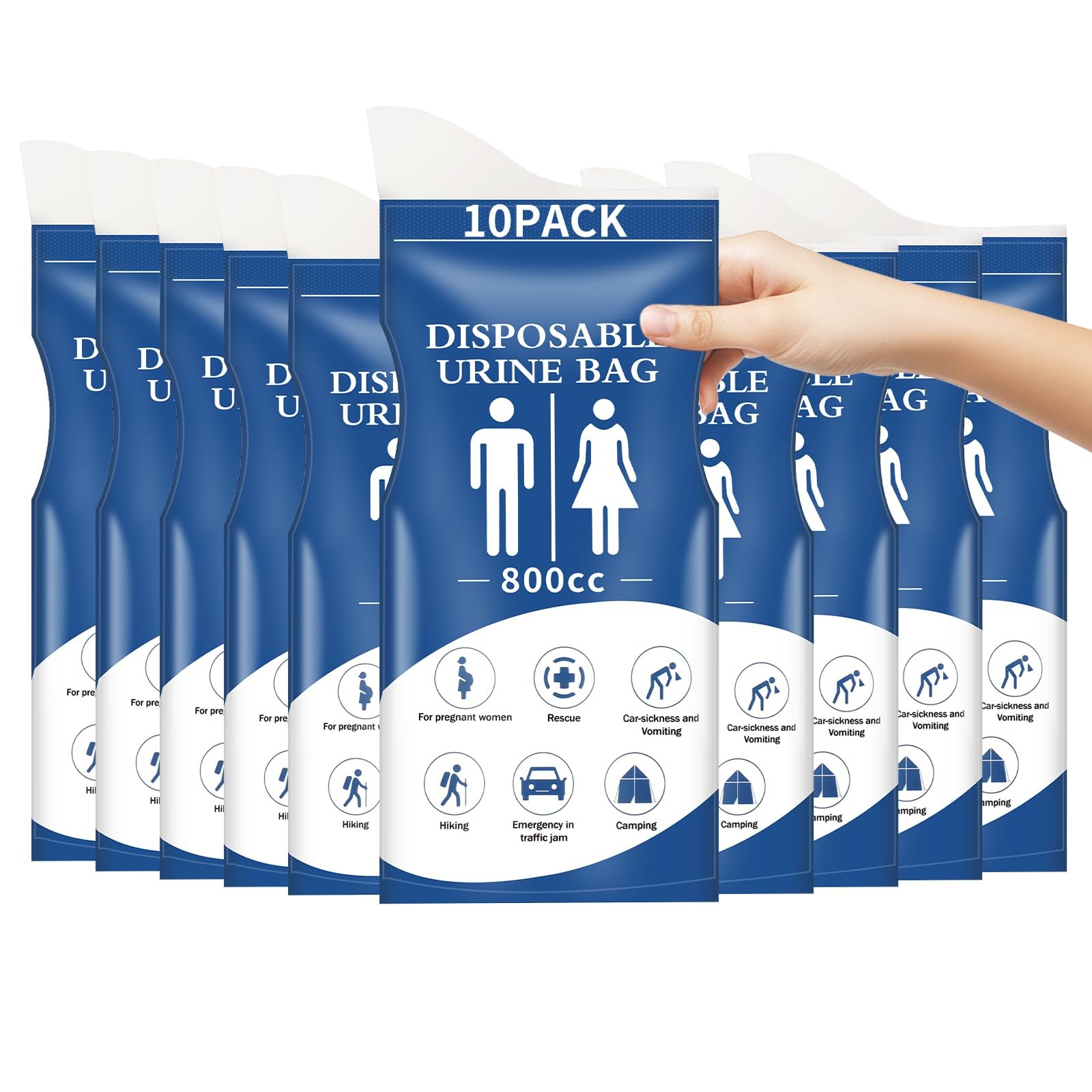 10 Pack Urine Bags for Travel, 800ml Mobile Camping Toilet Urine Bags, for…