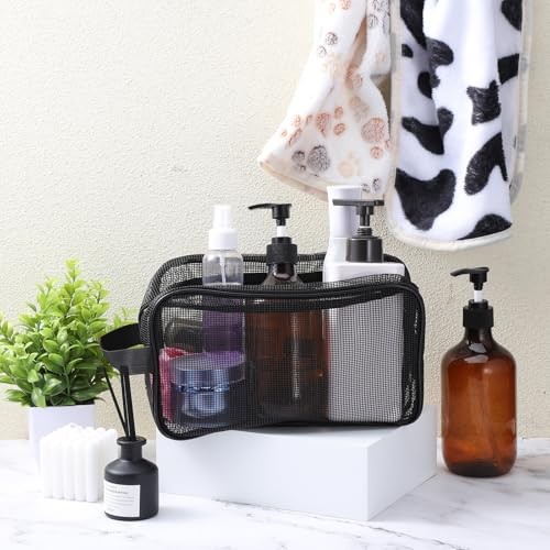 Mesh Shower Bag, Black Portable Shower Bags for Men Mesh Showers Caddy