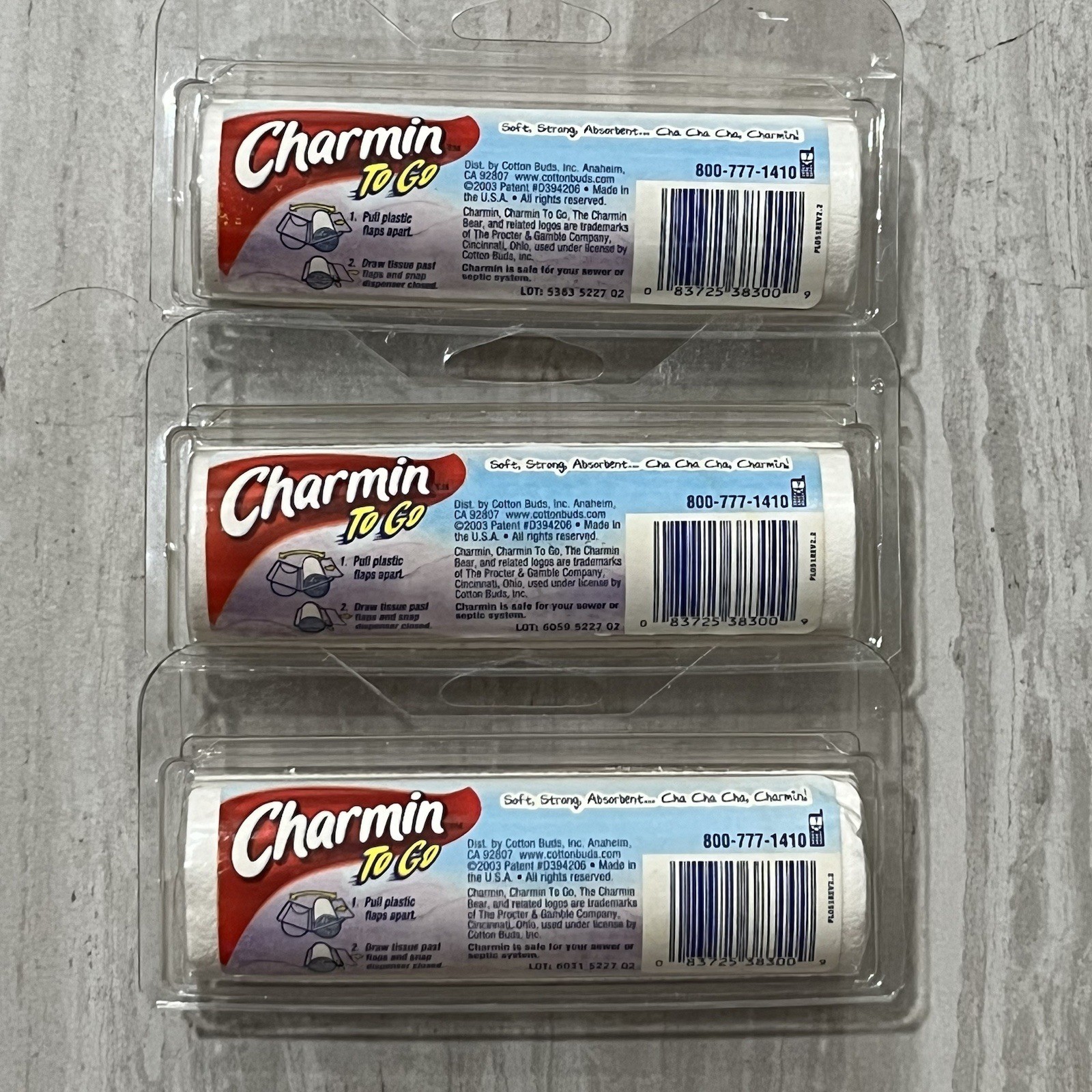 Charmin To Go Toilet Paper Bath Tissue 55 Sheets 2003 Y2K Travel Lot Of 3 1 Ply