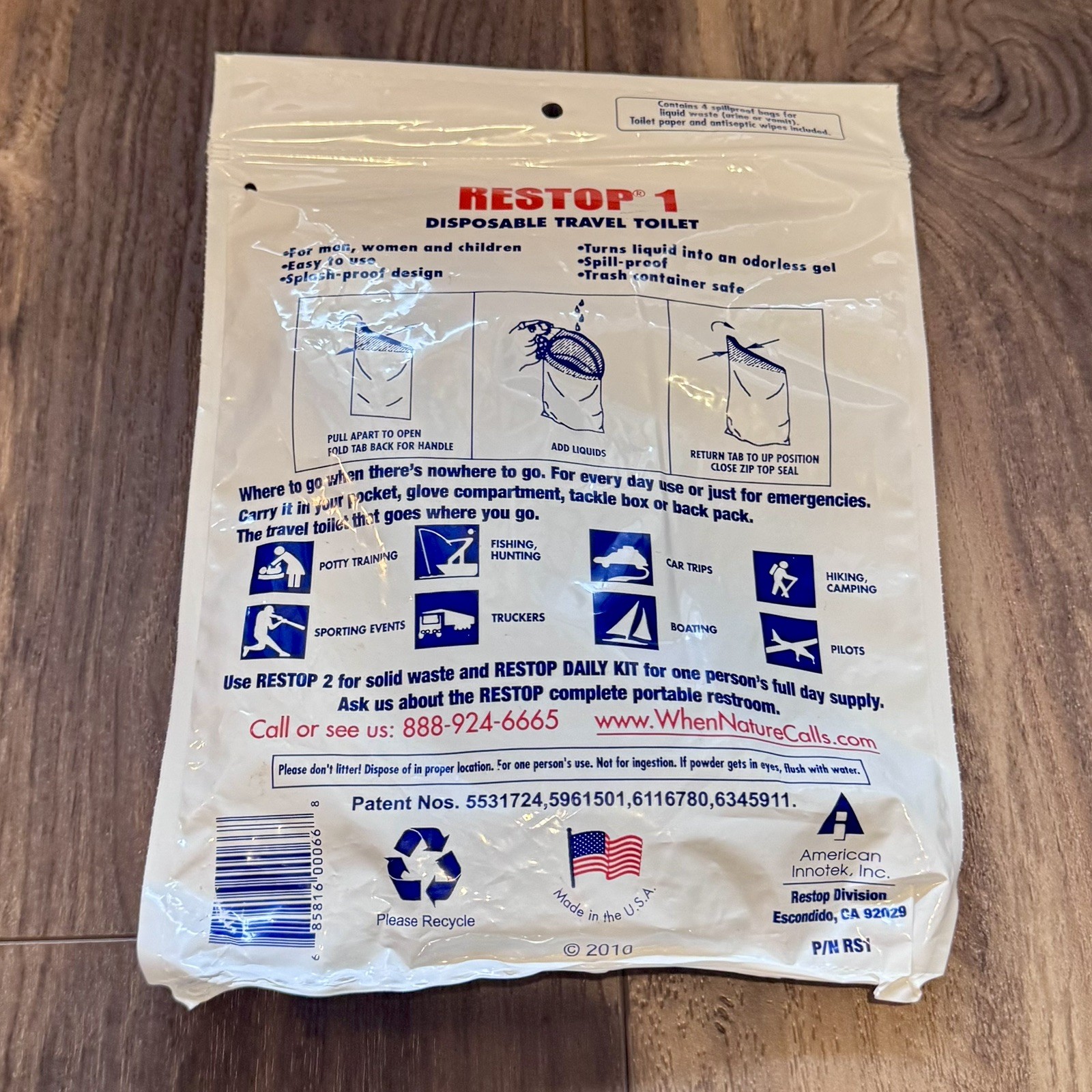 RESTOP 1 – Portable Toilet Liquid (Pee) Leak Proof Waste Bag