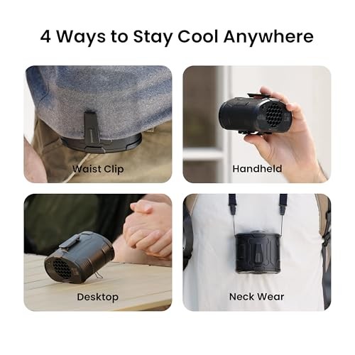 Portable Waist Fan with 360° Rotatable Airflow & 10° Vertical Adjustment,