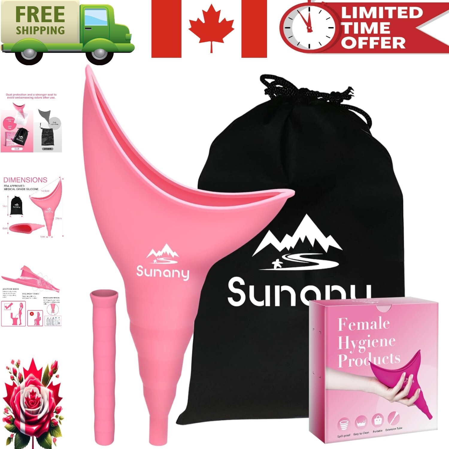 Lightweight Female Urinal with Drawstring Bag – Ideal for Outdoor Adventures