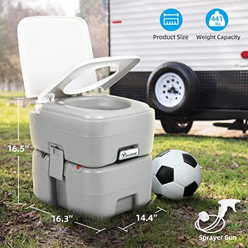 Portable Toilet Camping Porta Potty with 5.28 Gal Standard Seat+Bag+Sprayer