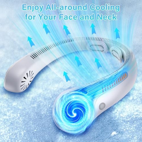 Portable Neck Fan Rechargeable, 5 Speeds, Lightweight, Long Lasting, Gray
