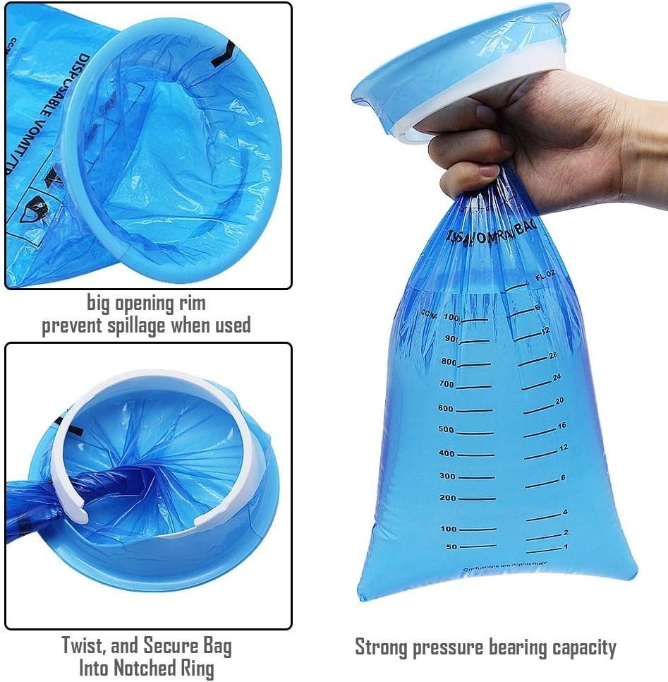 50 Pack Emesis Bag, Disposable Vomit Bags, Aircraft & Car Sickness Bag, Nausea B