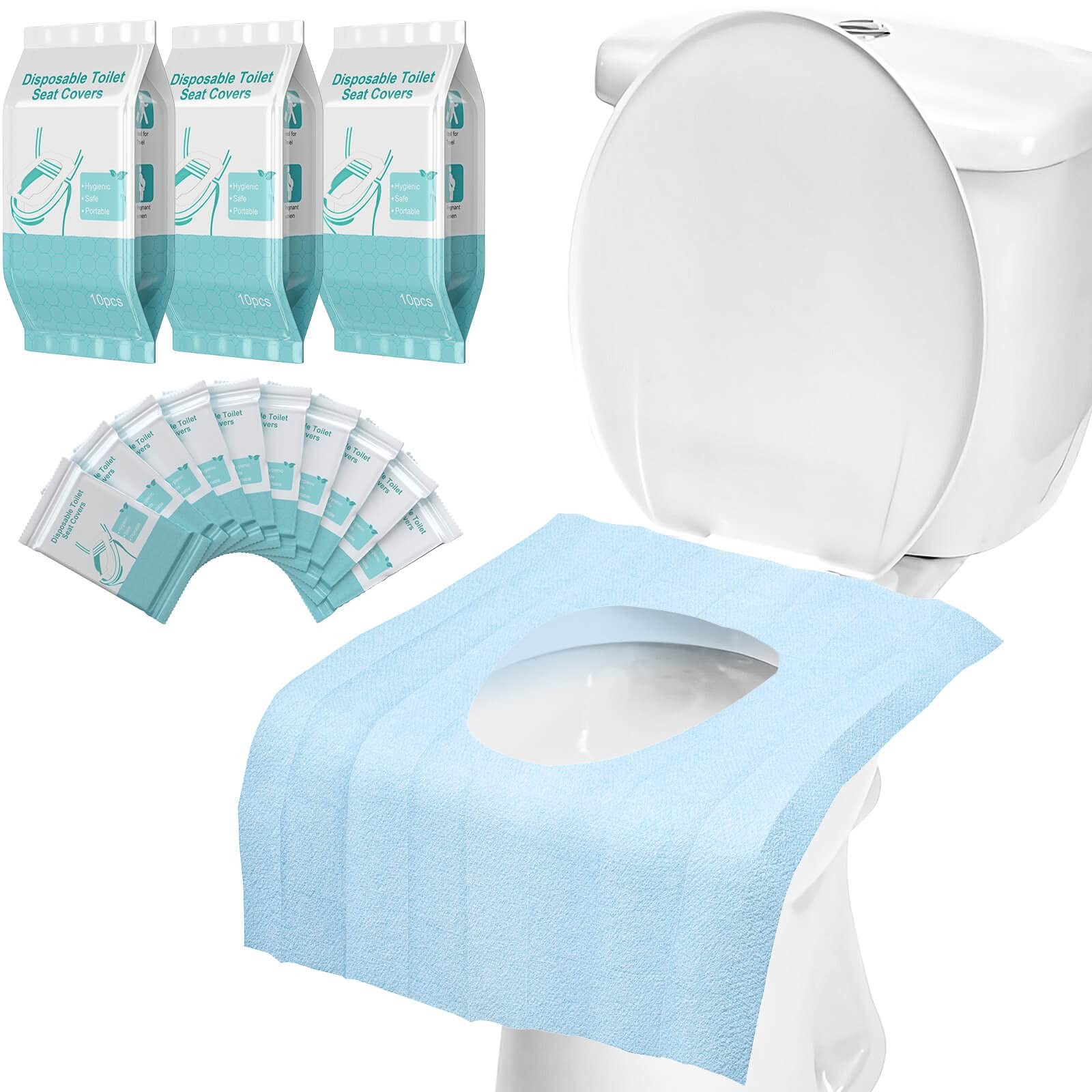 30 Pack Toilet Seat Covers Disposable100% Waterproof 30 Pack, XL, 30 Pcs, XL