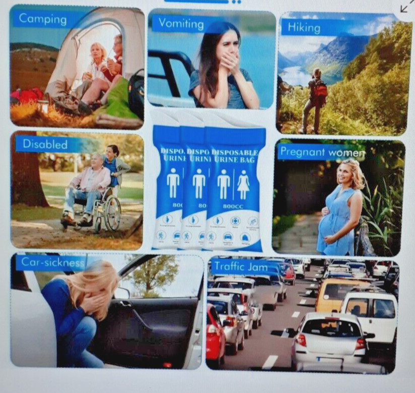 Disposable Urine / Vomit Bag 24 COUNT~ Pee Bags for Travel for Women/Men 800 CC
