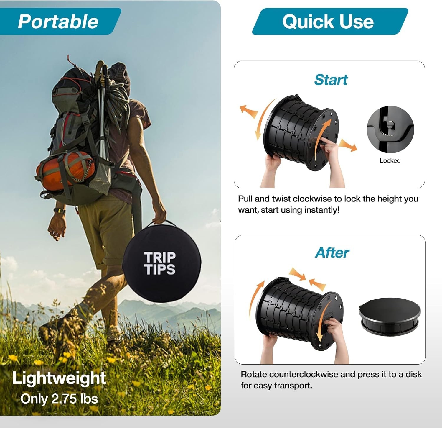 Adjustable Height Portable Camping Toilet – Perfect Travel Solution for All Ages