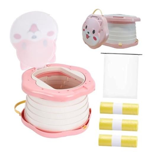 Portable Potty Cute Puppy Design, Portable Toddler Toilet with 45 Pink
