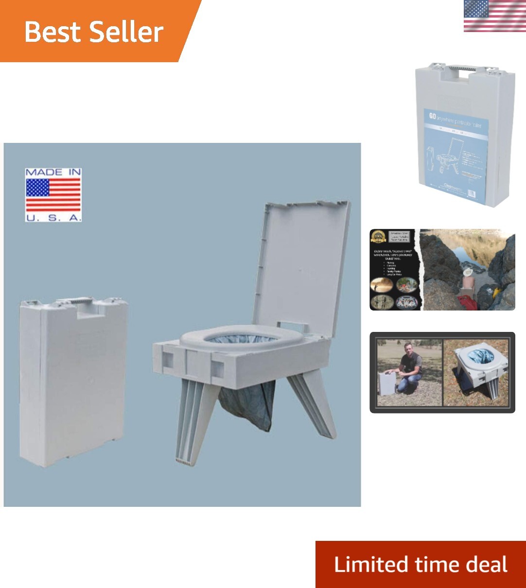 GO Anywhere Complete Portable Camping Toilet – For Camping, Hunting, Fishing …