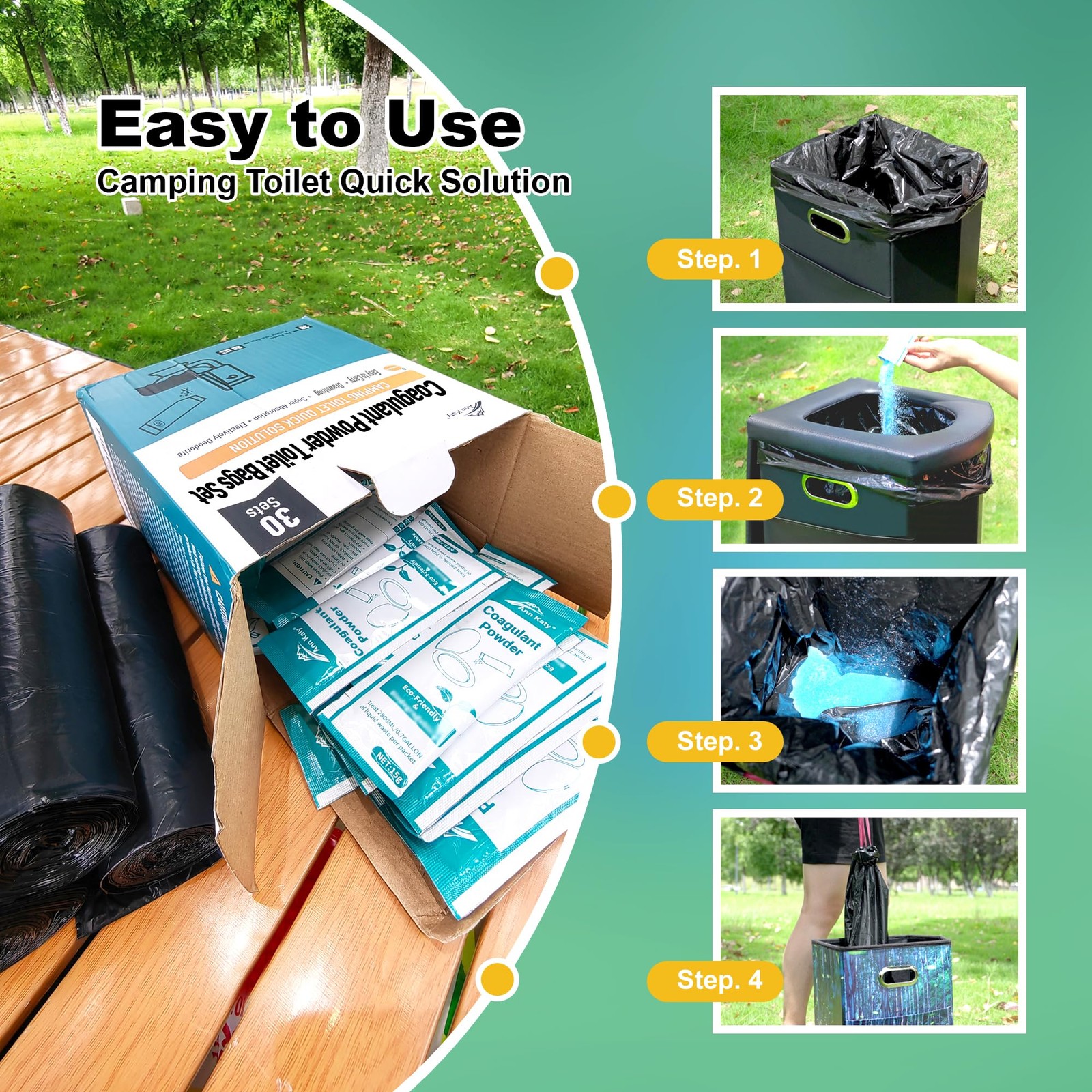 Ann Katy Super Absorbent Polymer 30 Packs,Portable & Fast-Absorbing Camp Toil…