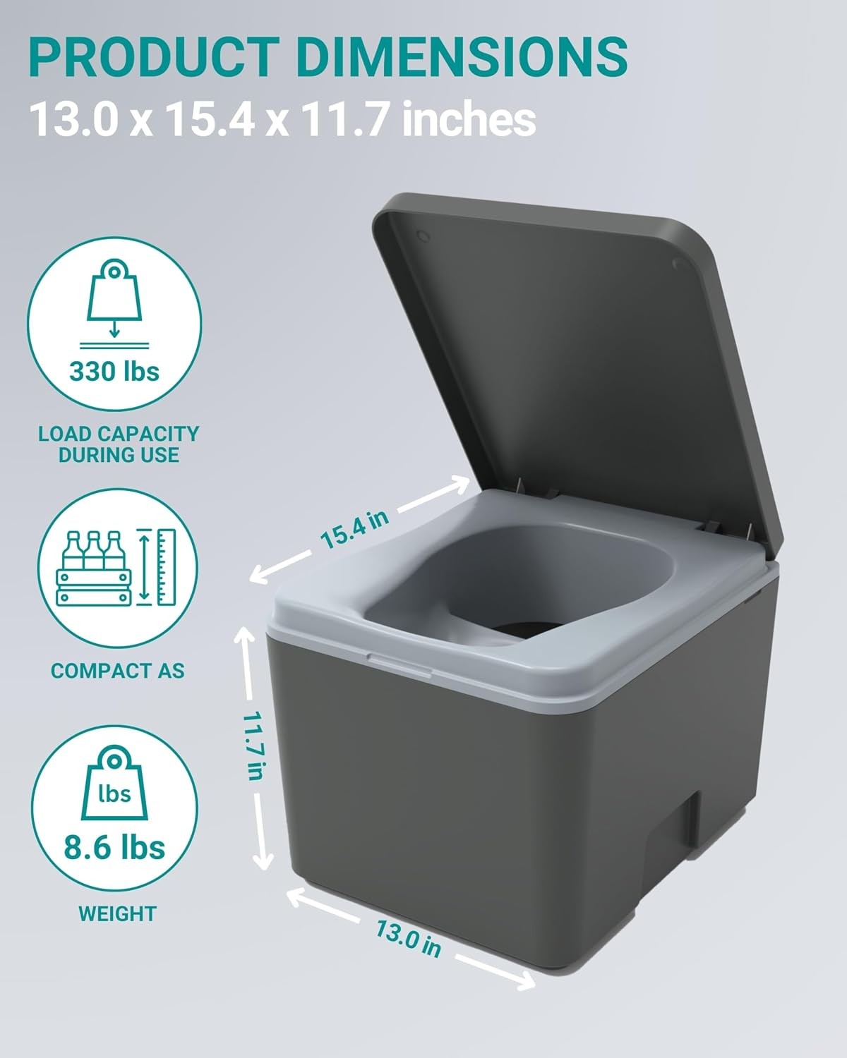 Composting Toilet Evo S Gray Portable Toilet Camping & Outdoor Odorless 1.2 gal