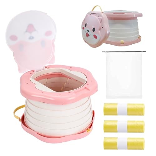 Portable Potty Cute Puppy Design, Portable Toddler Toilet with 45 Pink