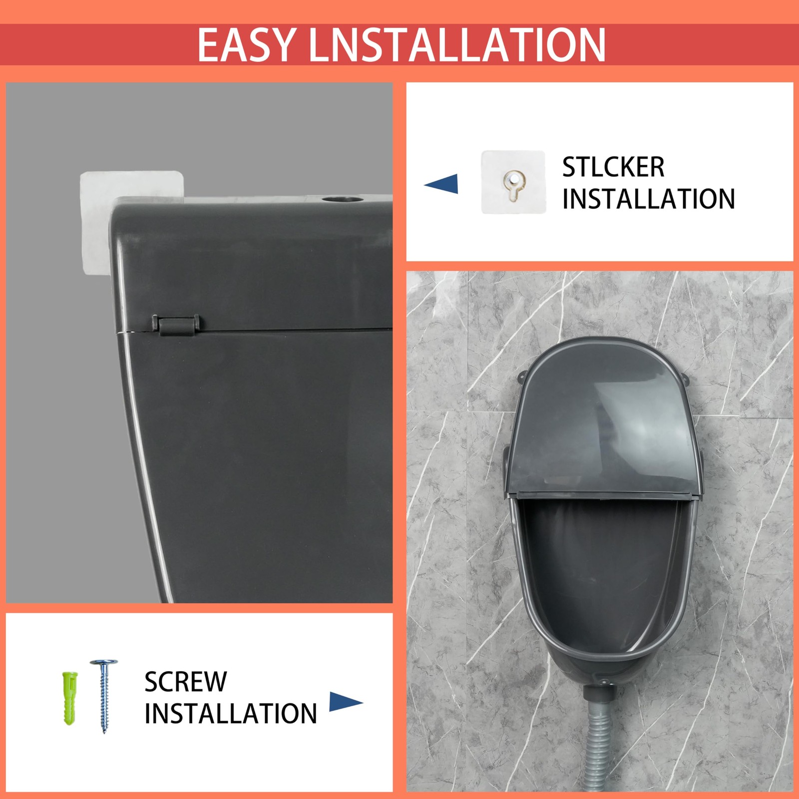 Wall-Mounted Urinal with Hinged Cover – Waterless Outdoor Toilet Solution