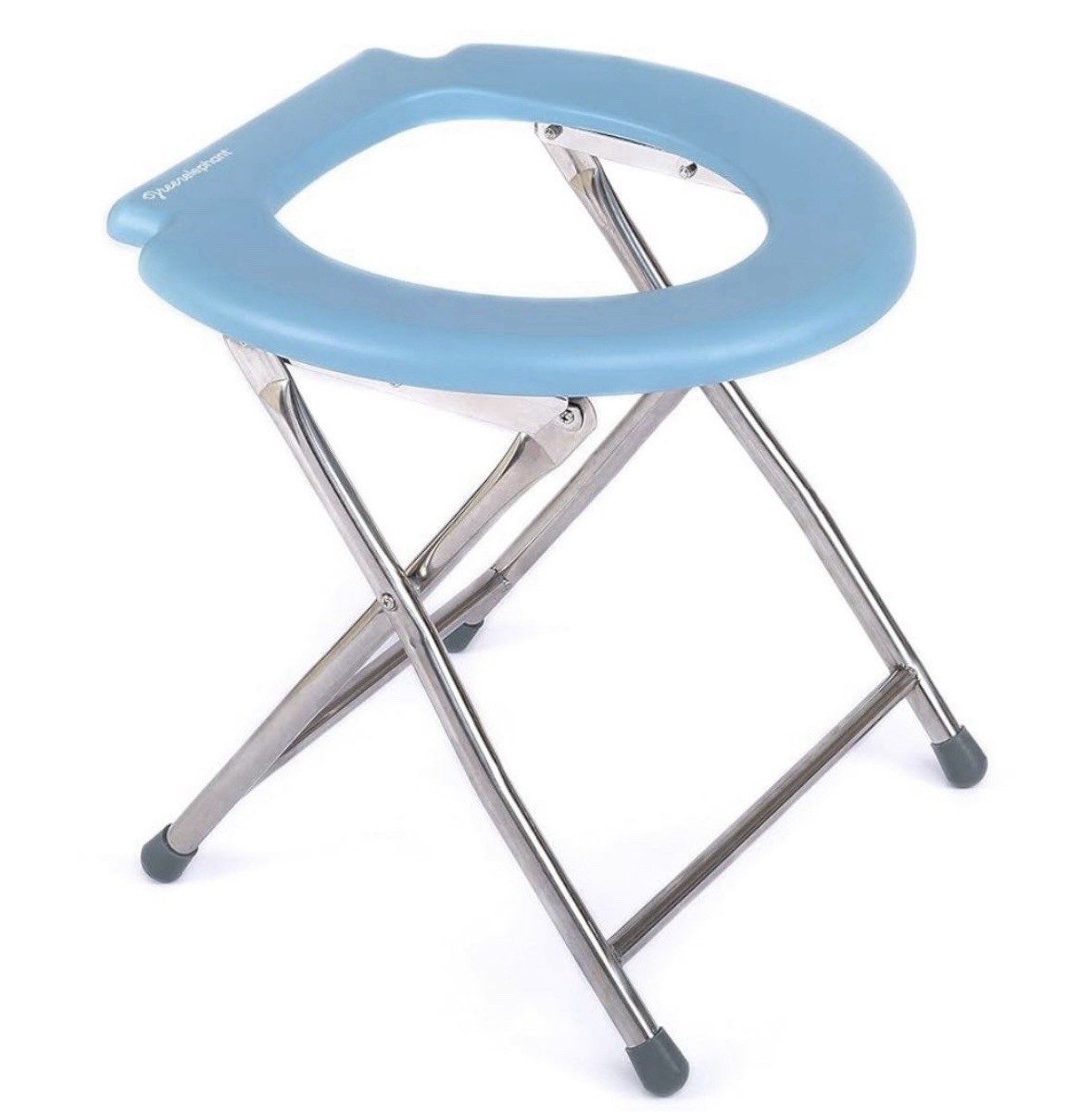 Portable Foldable Camping Toilet Blue Lightweight Compact Plastic Metal