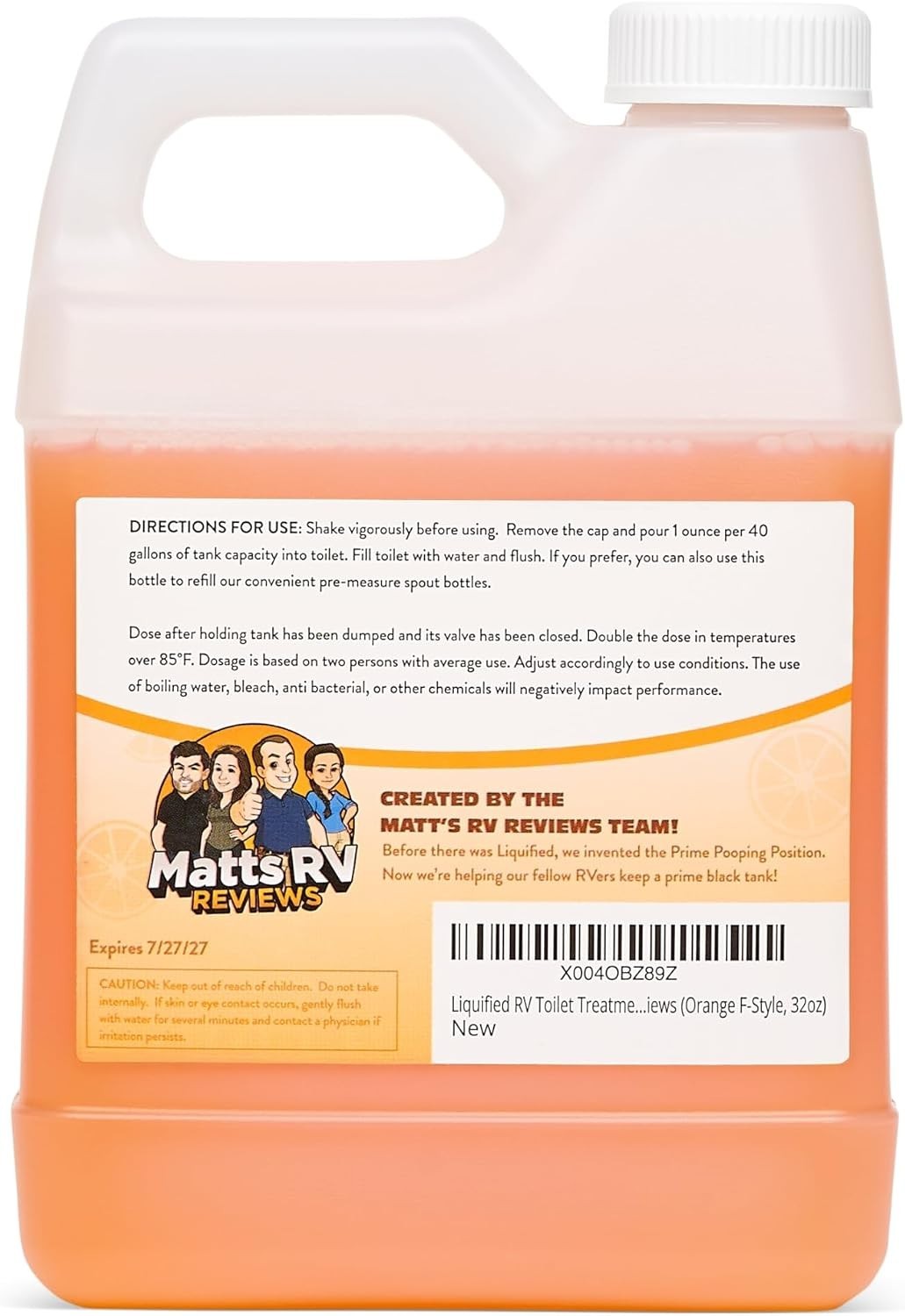 Orange Scented 32oz Septic Safe Waste Digester for RV Bathrooms – USA Made
