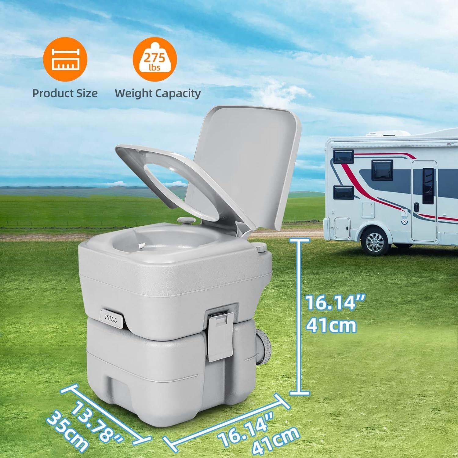 Inodoro Portatil Bano Camping Toilet Retrete Lavabo Baño De Viaje RV Seat 5.3 GA