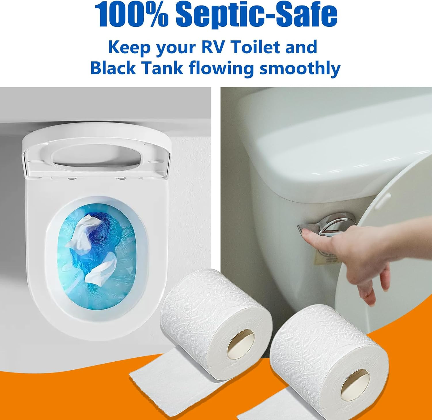 RV Toilet Paper – 6 Rolls, Rapid Dissolve, Septic Safe, Travel Toilet Tissue for