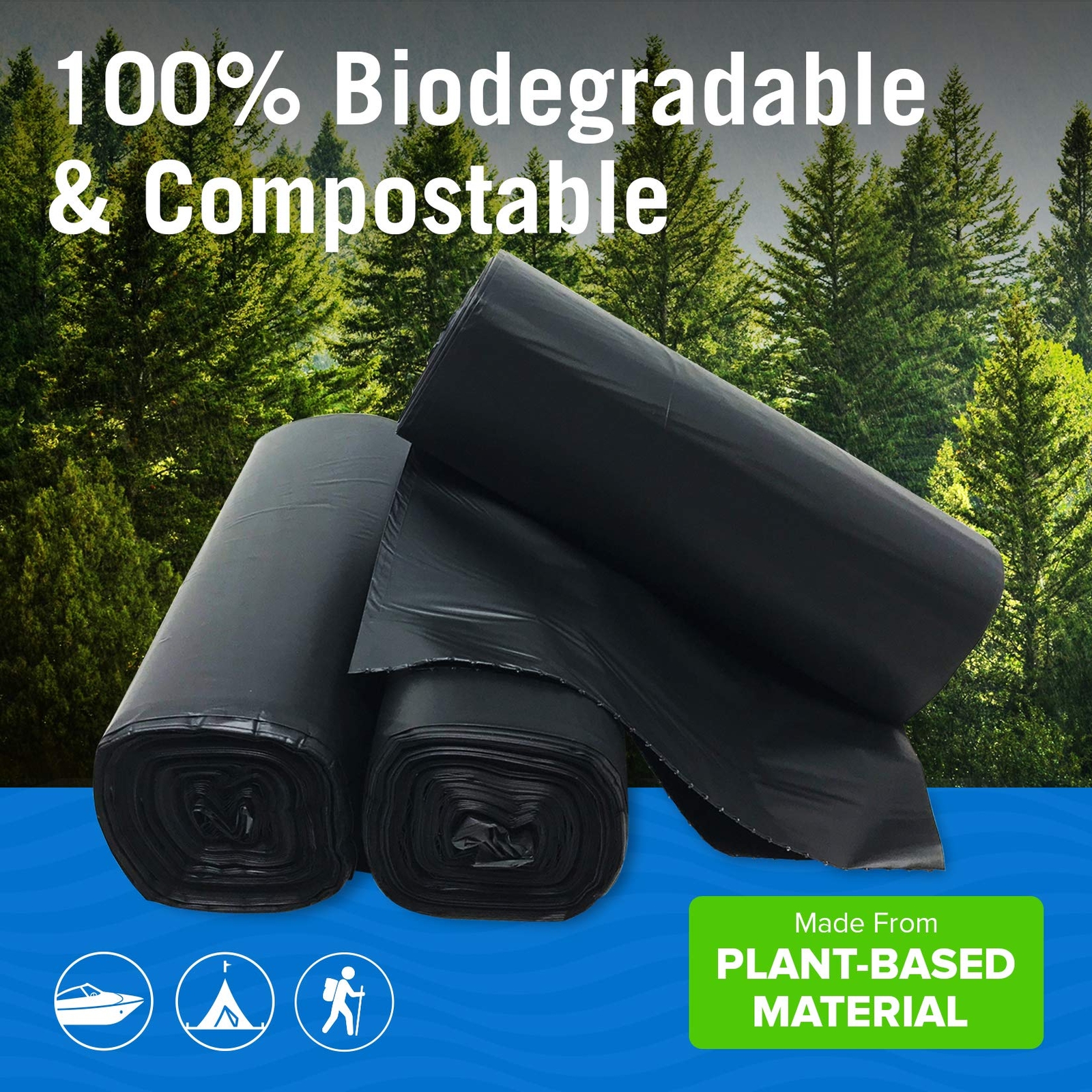 Biodegradable Portable Toilet Bags 45-Pack for Camping Boating 5 Gallon