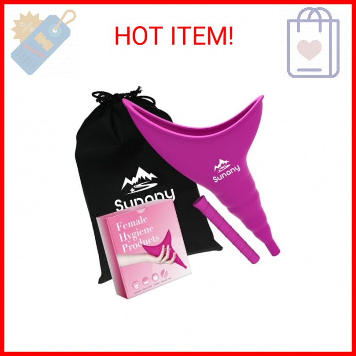Sunany Female Urination Device, Reusable Female Urinal Silicone Women Pee Funnel