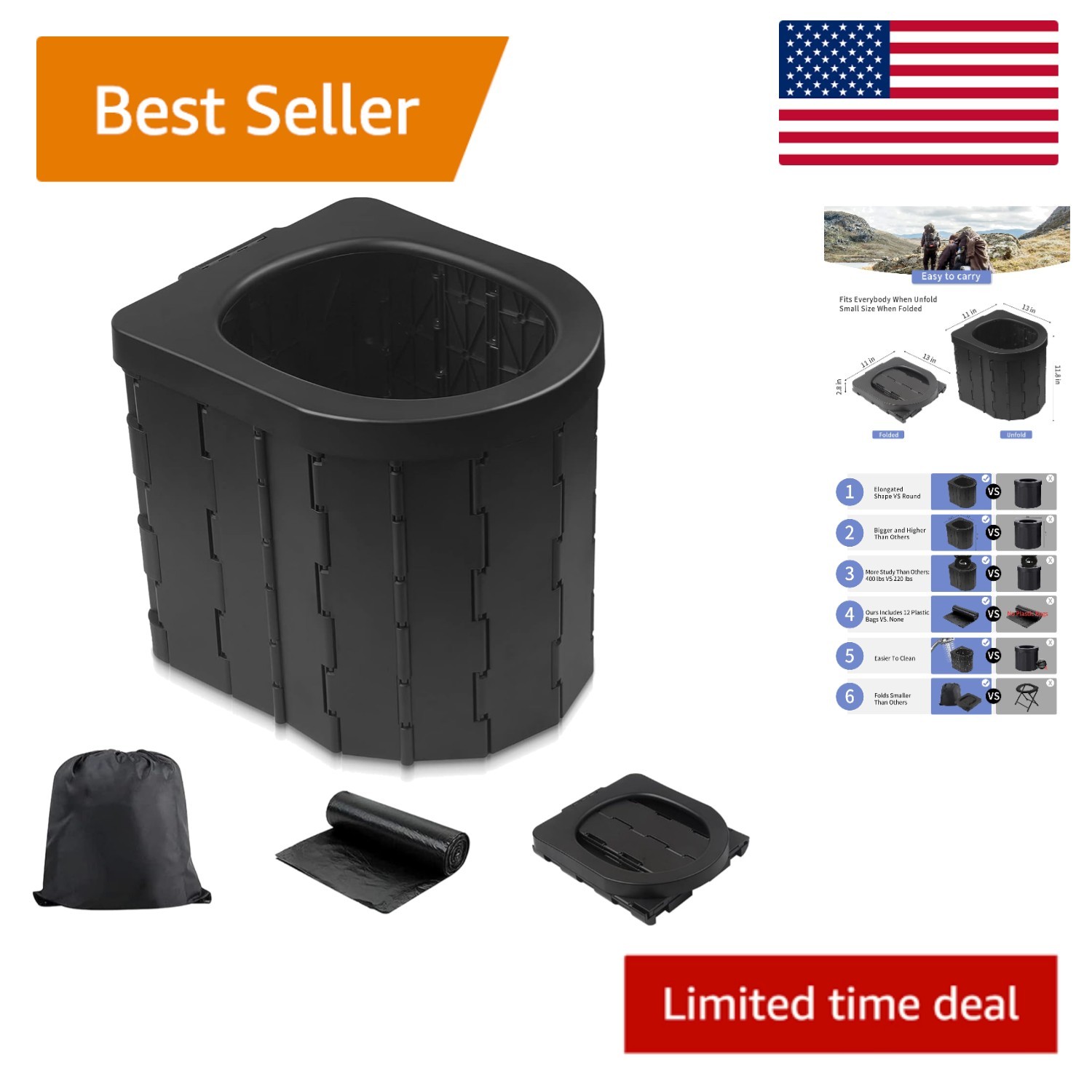 Sturdy Travel Commode for Camping & Emergency Use – Portable & Easy to Carry