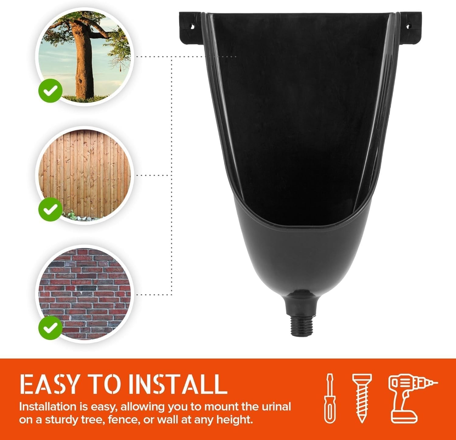 Waterless Urinal Men Black Plastic Urinals Portable Diverter Toilet Wall Mount
