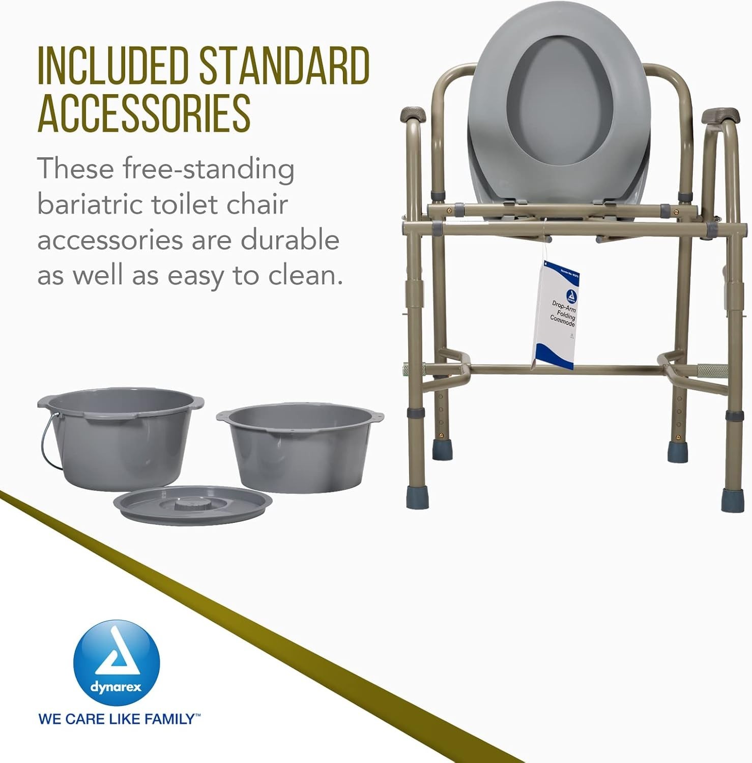 Heavy-Duty Drop-Arm Folding Commode – Adjustable, Portable Toilet for Safety