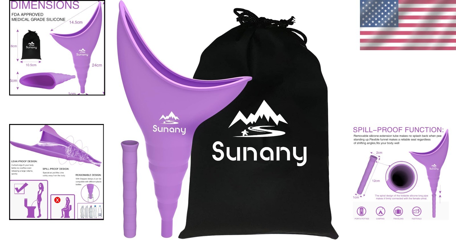 Reusable and Waterproof Female Urination Device for Travel & Outdoor Activities