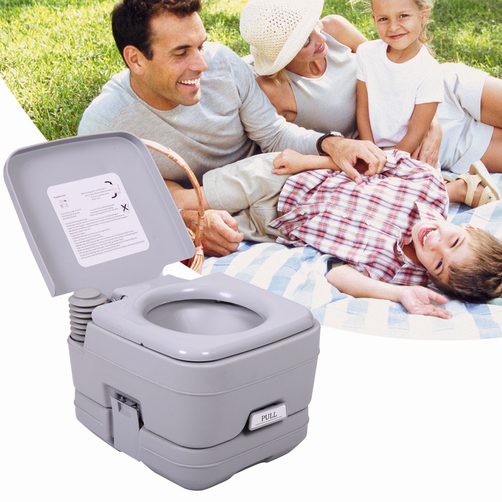 10L Portable Camping Toilet 2.6 Gallon Flush Travel Vehicle Boat Toilet Potty
