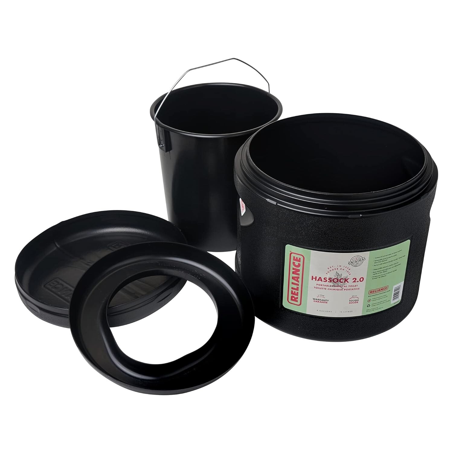 Products Hassock 2.0 Portable Toilet, Black, 4 Gallon