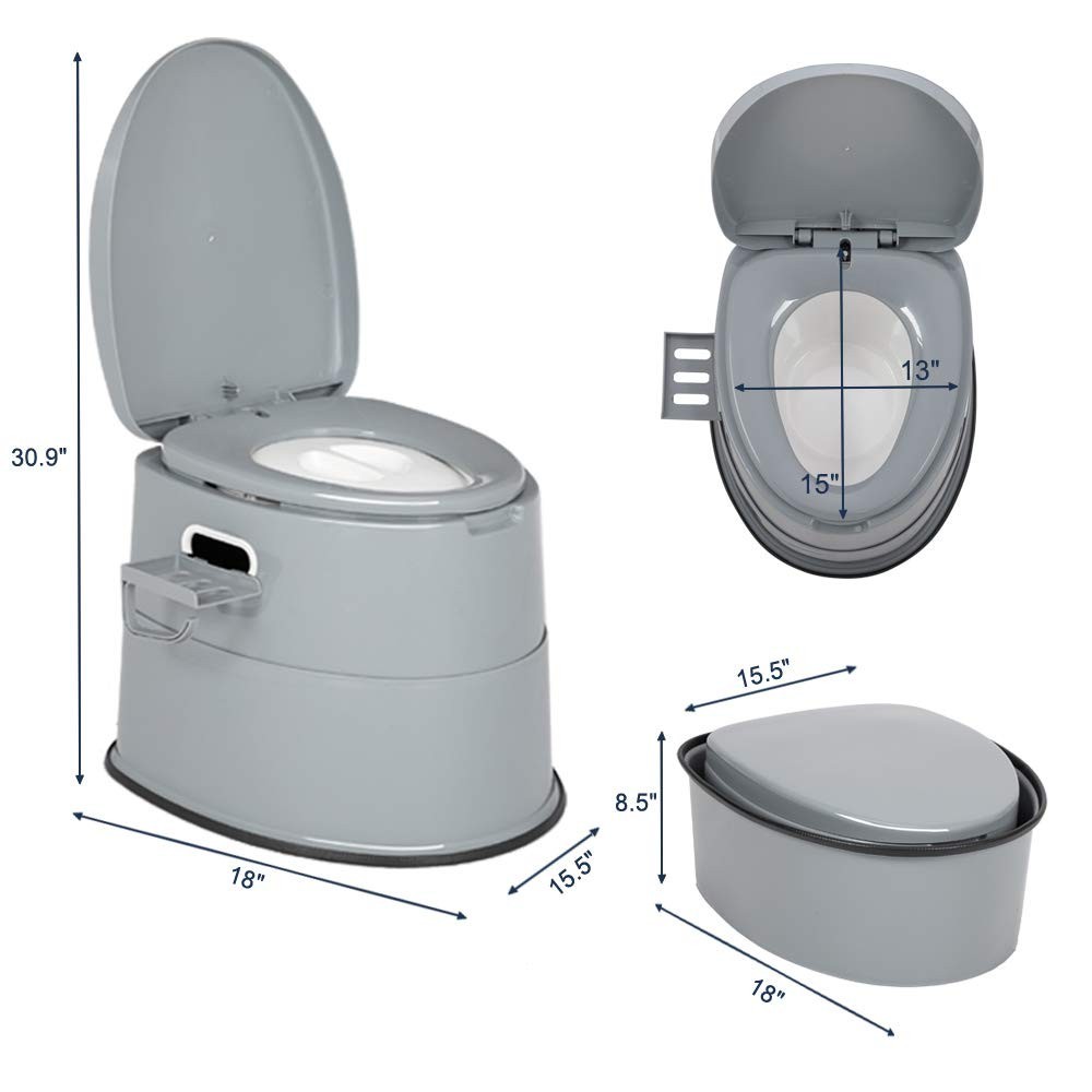 Portable Toilet for Camping, Boat, Van | Lightweight Commode w/Detachable Bucket