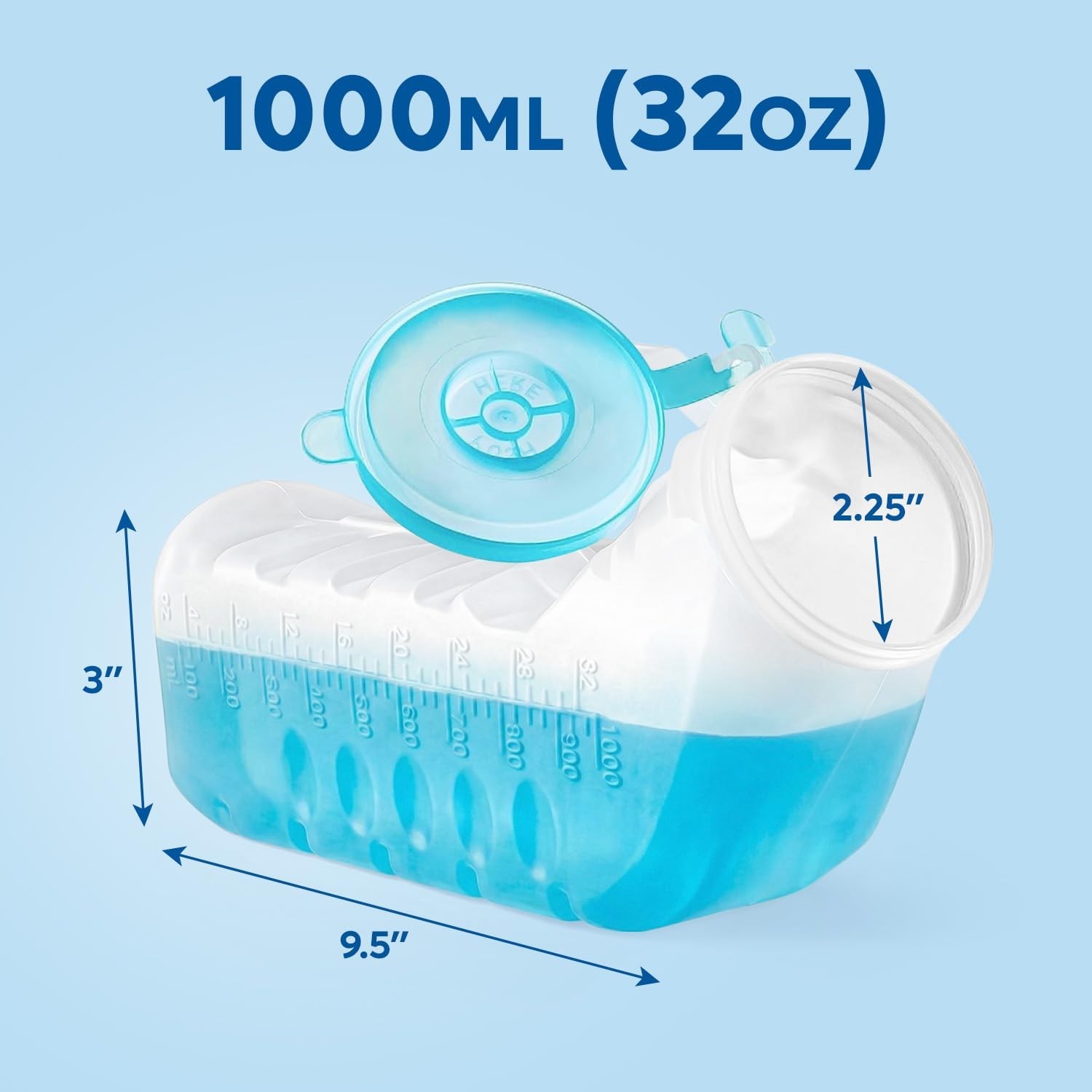 Portable Glow-in-the-Dark Urinals for Men – 6 Pack Reusable 32oz Bedside Pee Bot