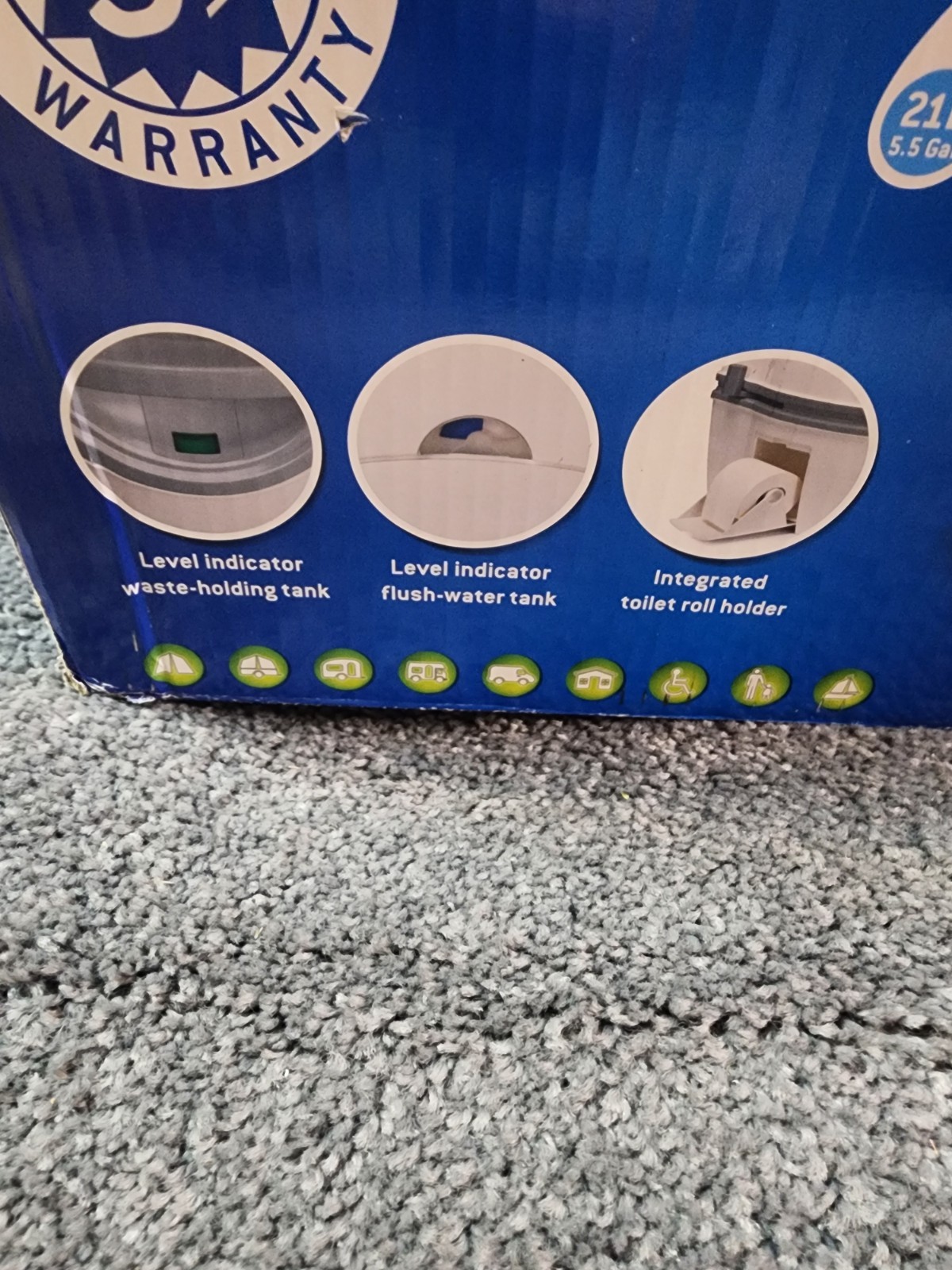 Thetford Porta Potti 565E Curve Portable RV or Boat Toilet