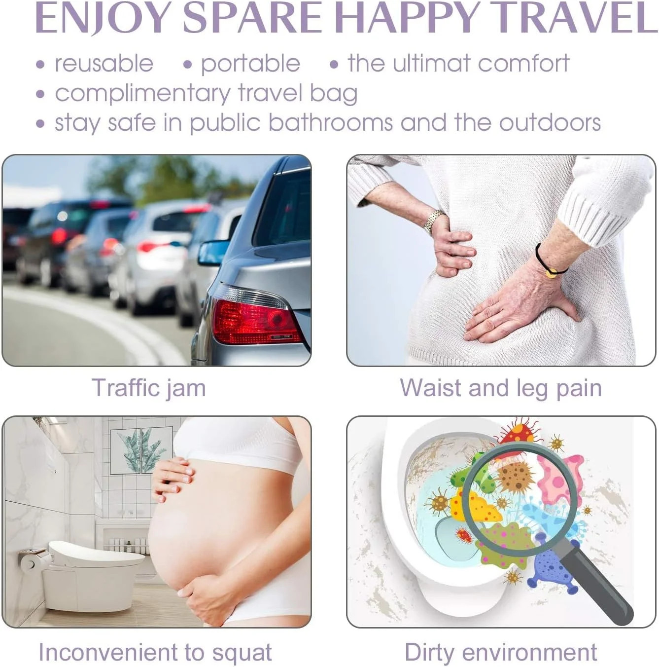 Travel Female Urination Device – 2 Pack Reusable Silicone Portable Lady Urinal P