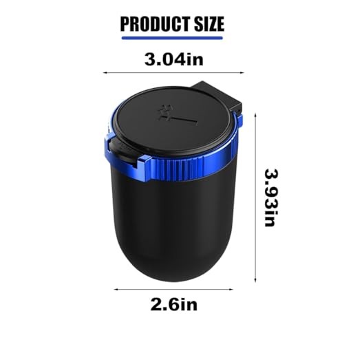 Car Ashtray with Lid Smell Proof, Detachable Stainless Smokeless Ash Tray Blue