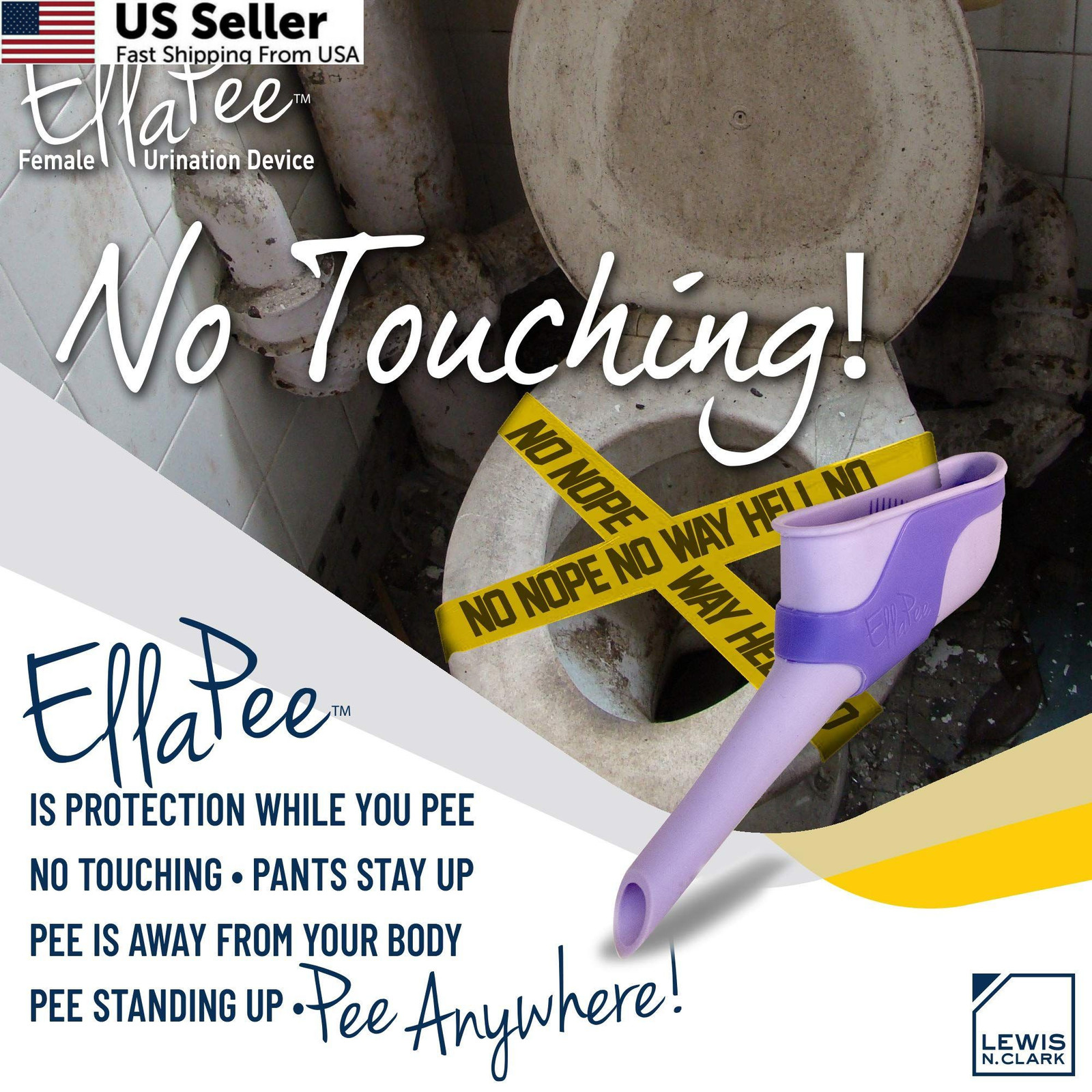 EllaPee Womens Urinal Funnel Female Urination Device for Single, Purple