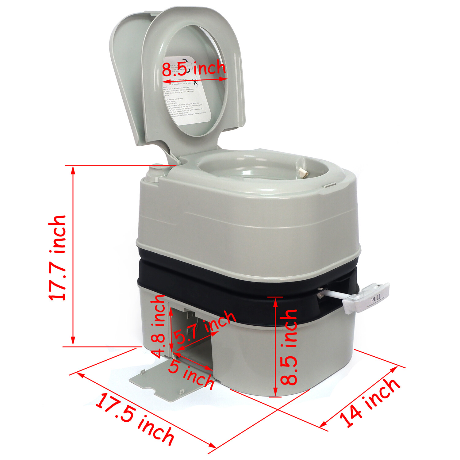 24L 6.3 Gallon Advanced Portable Toilet Flush Camping Travel Piston Pump Commode