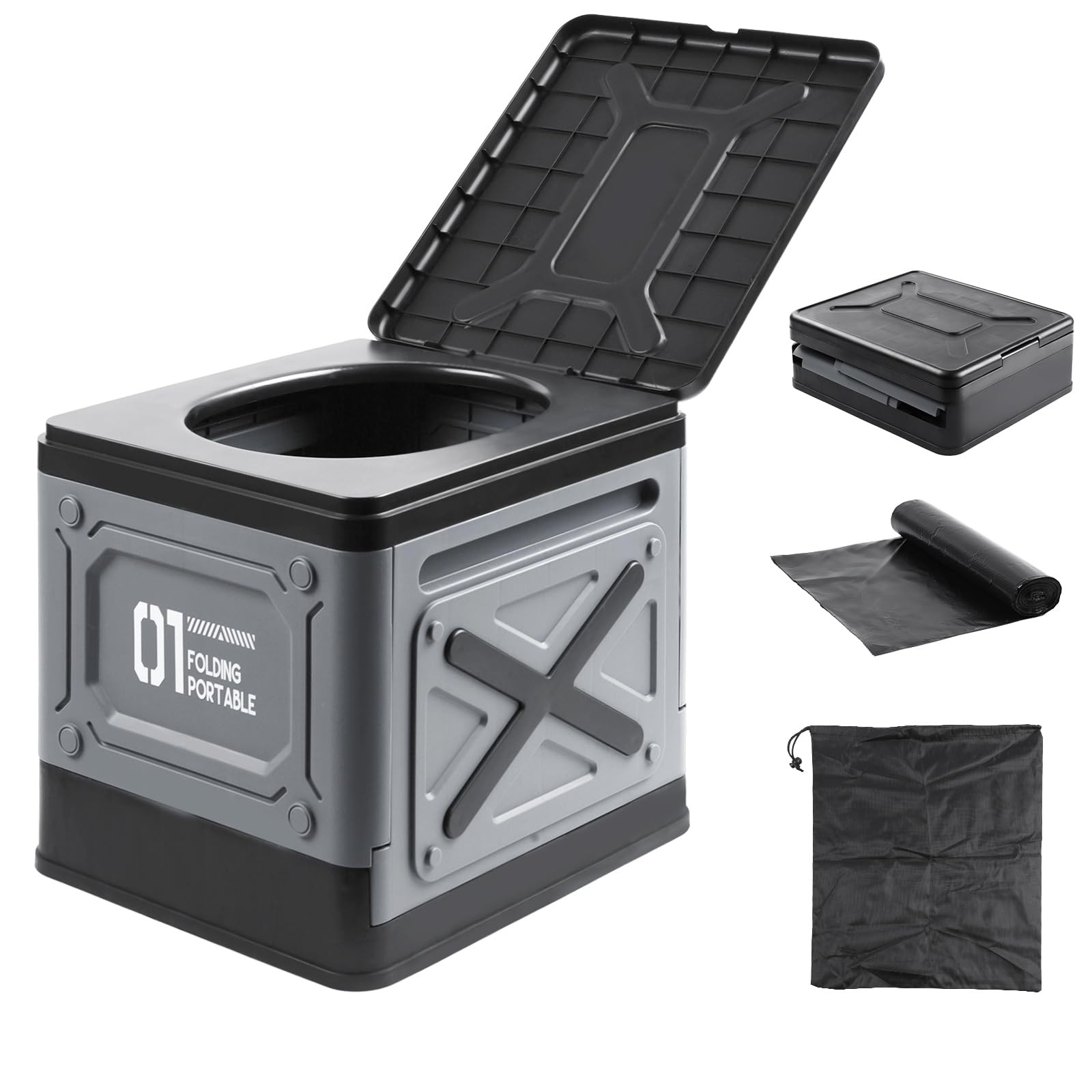 Portable Toilet for Adults, Collapsible Travel Toilet for Camping, Car, Boat …