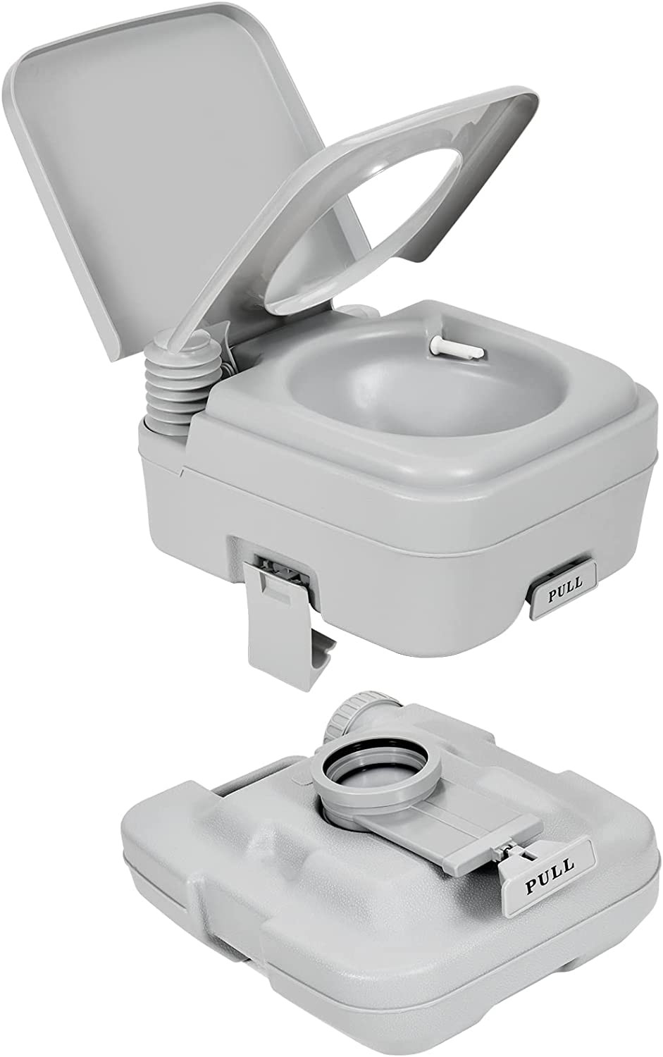 2.6 Gallon Portable Toilet for Camping, RV Travel Potty with Press Flush Pump, A