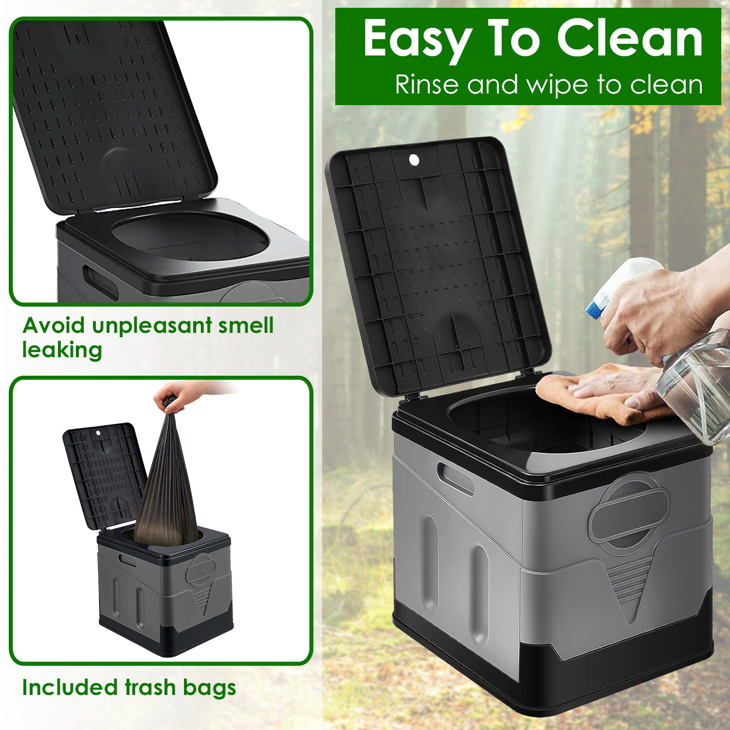 20L Portable Camping Toilet Foldable Outdoor Travel Potty with Lid Durable Bags