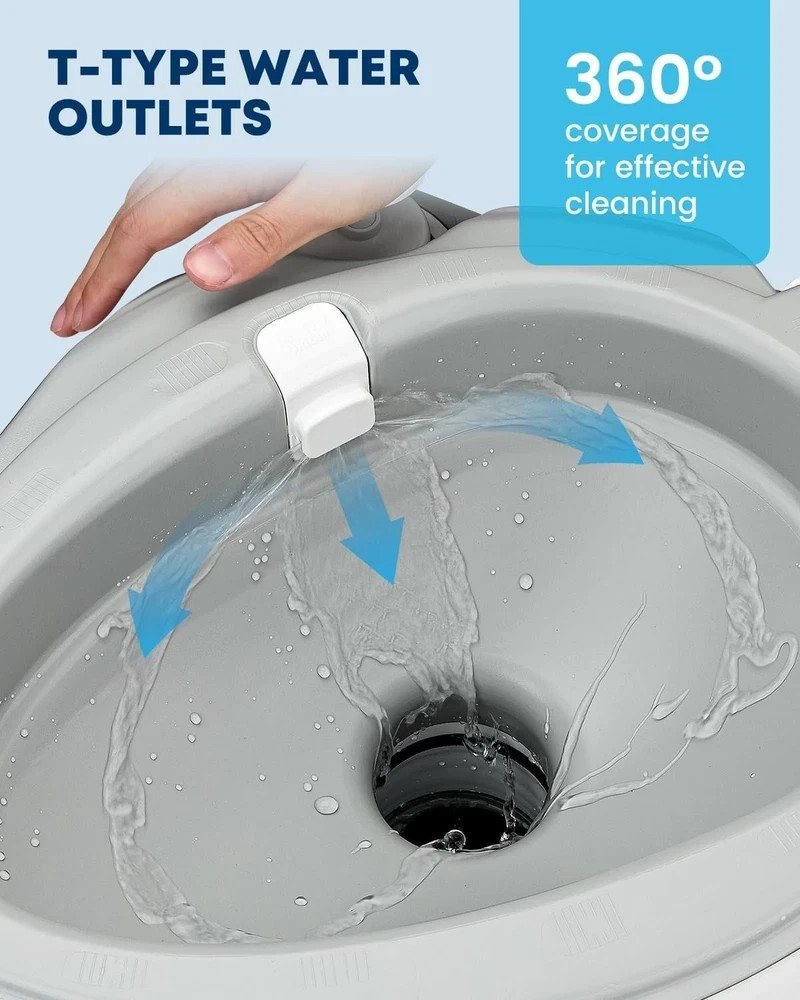 Camping Toilet Portable 5.3 Gal: 20L Porta Potty for Adults with Diagonal Elonga